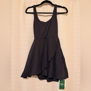 HALARA Black Asymmetrical Athletic Dress Built-in Bra and Shorts